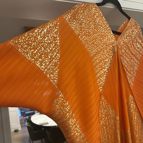 NWOT KATE HEWKO - Orange / Gold Leopard Geometric Glam Dress -One Size Fits Most - Picture 10 of 16